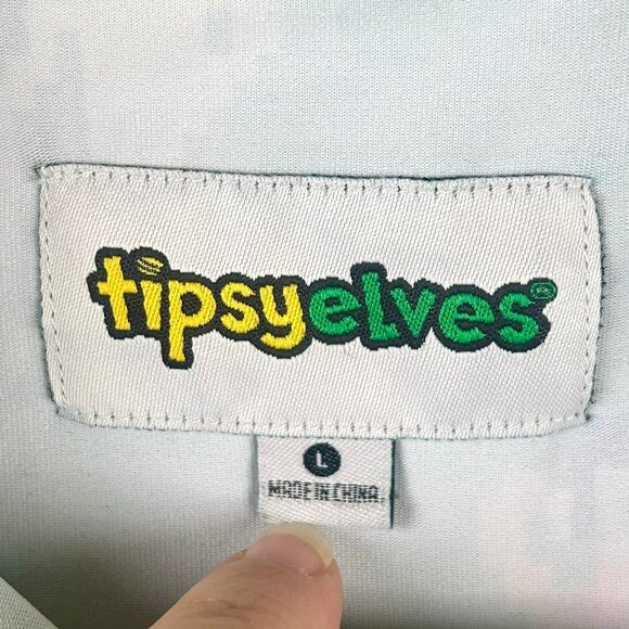 Tipsy Elves 8 Bit Birdie Performance Golf Polo Shirt Men Large Green Video Games - Picture 9 of 9